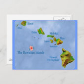 ブルーハワイアン島地図はがき ポストカード (正面/裏面)