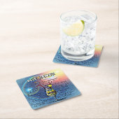 ブルーハワイカクテル(12ドリンクレシピセットの#1) スクエアペーパーコースター (インサイチュ)