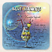 ブルーハワイカクテル(12ドリンクレシピセットの#1) スクエアペーパーコースター (正面)