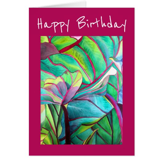 ブルーハワイトロピカルリーフの葉の芸術誕生日 (正面)