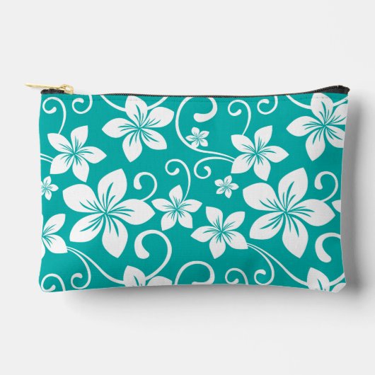 ブルーハワイ模様インティール（緑がかった色） アクセサリーポーチ (正面)