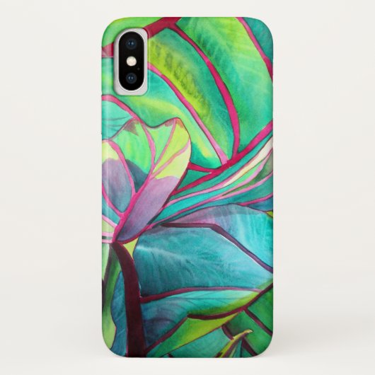 ブルーハワイ熱帯の葉の葉の葉の芸術 Case-Mate iPhoneケース (裏面)