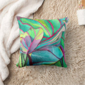 ブルーハワイ熱帯葉樹画 クッション (ブランケット)