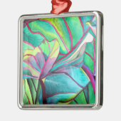 ブルーハワイ熱帯葉樹画 メタルオーナメント (左)