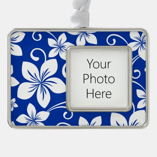 ブルーハワイ王室の（青） シルバープレートフレームオーナメント (正面)