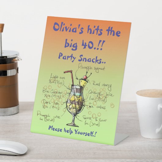 ブルーハワイ誕生日パーティスナック 台座サイン (インサイチュ)