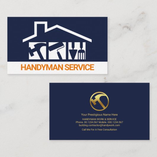 ブルーハンディマンルーフトップホーム修理 名刺 (正面/裏面)