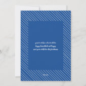 ブルーハンドエレガントレターハッピーHanukkah写真 シーズンカード (裏面)