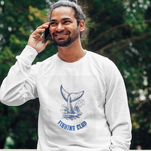 ブルーハンドドロウドシークジラ魚釣りクラブTシャツ Tシャツ