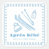 ブルーハンドドローウィンターエールベベベベビーブシャワー スクエアシール (正面)