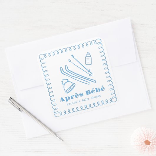 ブルーハンドドローウィンターエールベベベベビーブシャワー スクエアシール (封筒)