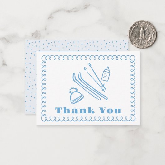 ブルーハンドドローエールベベベベビシャワーありがとう ノートカード (正面/裏面インサイチュ)