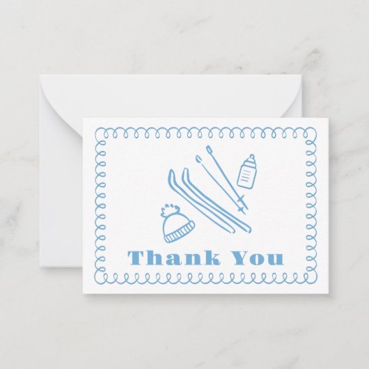 ブルーハンドドローエールベベベベビシャワーありがとう ノートカード (正面)