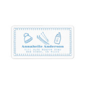 ブルーハンドドローエールベベベベボイベビシャワーアドレス ラベル (正面)