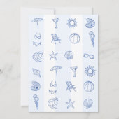 ブルーハンドドロードドードル誕生日ビーチパーティー 招待状 (裏面)