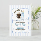 ブルーハンドドローベビーはブルーイング少年の赤ちゃんシャワー 招待状 (スタンド正面)