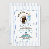 ブルーハンドドローベビーはブルーイング少年の赤ちゃんシャワー 招待状 (正面/裏面)