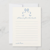 ブルーハンドドローボウブライダルシャワーアドバイスカード 招待状 (正面)