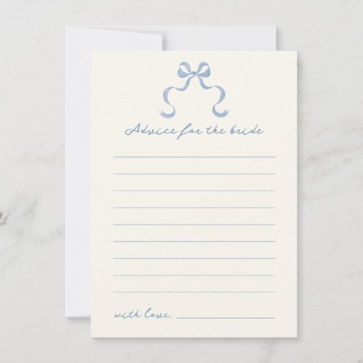 ブルーハンドドローボウブライダルシャワーアドバイスカード 招待状 (正面)