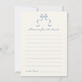 ブルーハンドドローボウブライダルシャワーアドバイスカード 招待状