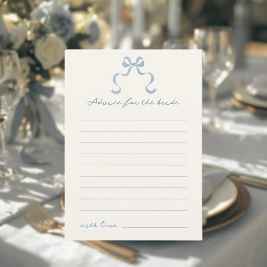 ブルーハンドドローボウブライダルシャワーアドバイスカード 招待状