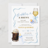 ブルーハンドドロー予測できなドベビーシャワー 招待状 (正面)