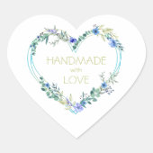 ブルーハンドメイドとラブ引用文フローラハート ハートシール (正面)