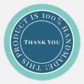 ブルーハンドメイドラベルシール ラウンドシール (正面)