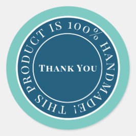 ブルーハンドメイドラベルシール ラウンドシール