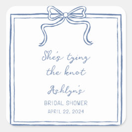 ブルーハンド描き結びシールを結んでいる スクエアシール