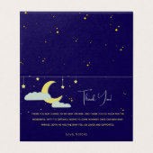 ブルーハンド描画の天星の月サンキューカード (外部フラット)