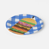 ブルーハンバーガーサマークックアウトバーベキューパーティーBBQ ペーパープレート (アングル)
