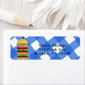 ブルーハンバーガーサマークックアウトバーベキュー招待状 ラベル (インサイチュ)