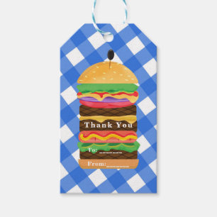 ブルーハンバーガーサマークックアウトバーベキューBBQパーティー ギフトタグ
