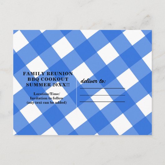 ブルーハンバーガーサマークックアウトバーベキューBBQパーティー 案内ポストカード (裏面)
