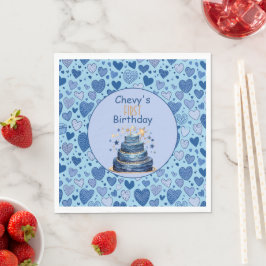 ブルーハーツのブルーバースデーケーキ ファーストバースデー   スタンダードランチョンナプキン