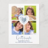 ブルーハートおしゃれ学校卒業4枚の写真 ポストカード (正面)