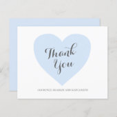 ブルーハートかわいい予算ベビーシャワーサンキューカード (正面/裏面)