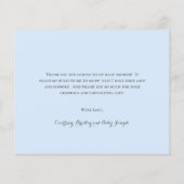 ブルーハートかわいい予算ベビーシャワーサンキューカード (裏面)