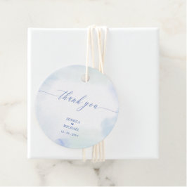 ブルーハートと水の色結婚のサンキューフォト フェイバータグ