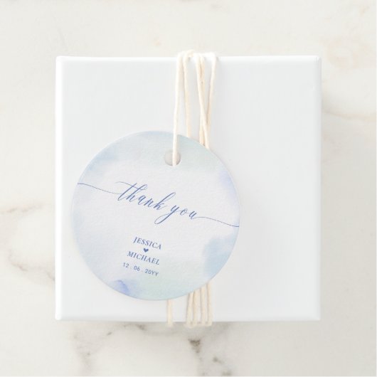 ブルーハートと水の色結婚のサンキューフォト フェイバータグ (インサイチュ)