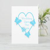 ブルーハートと蝶デザイン結婚ズ セーブザデート (スタンド正面)