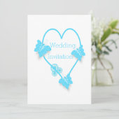 ブルーハートと蝶デザイン結婚ズ 招待状 (スタンド正面)