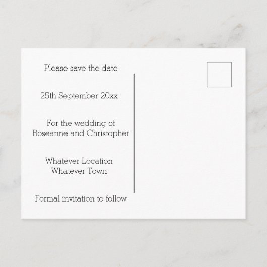 ブルーハートと蝶デザイン結婚ズ 案内ポストカード (裏面)