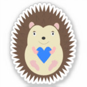 ブルーハートのハリネズミの赤ちゃん男の子 シール (正面)