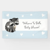 ブルーハートアライグマ赤ちゃんシャワーバナー 横断幕 (横)