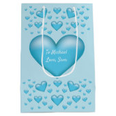 ブルーハートカスタム文字 ミディアムペーパーバッグ (裏面)