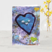 ブルーハートカード カード (黄色い花)