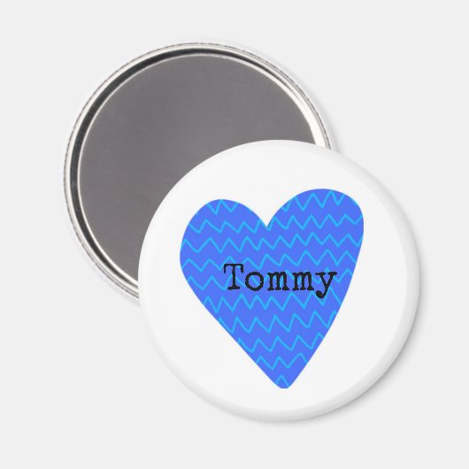 ブルーハートキッズネームファミリー祖父母おもしろい マグネット (正面/裏面)