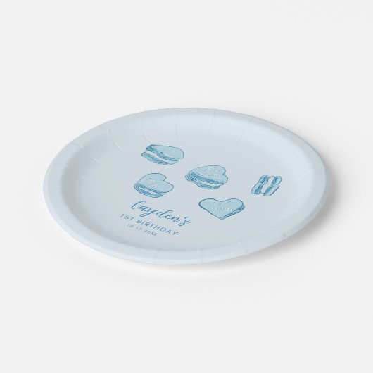 ブルーハートスウィートバレンタインバースデーパーティー ペーパープレート (アングル)